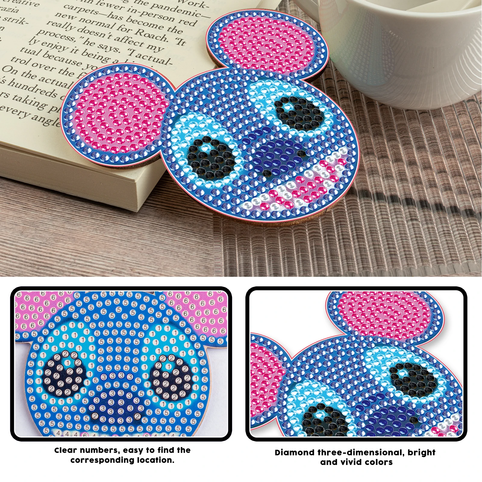 Новый набор для творчества "Алмазная живопись" - подставка для стаканов с мозаичным узором мандалы из страз, вышивкой и изоляционным покрытием. Декор для дома и подарки.