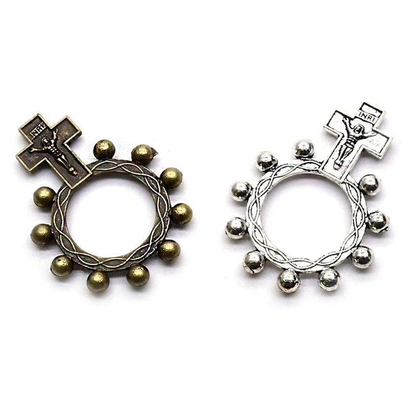 Винтажное металлическое кольцо с крестом Anello Preghiera религиозные католические