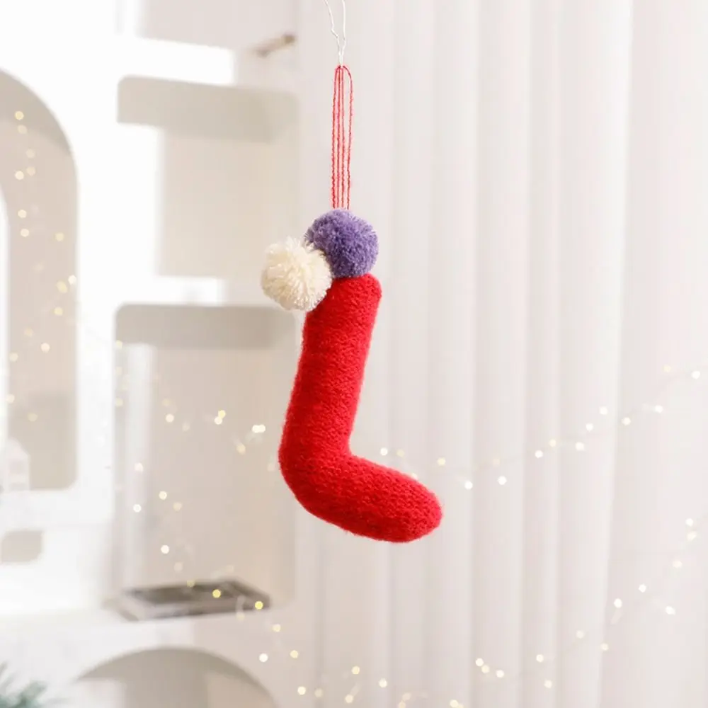 Вязаные рождественские носки подвески мультяшные ручной работы из трости