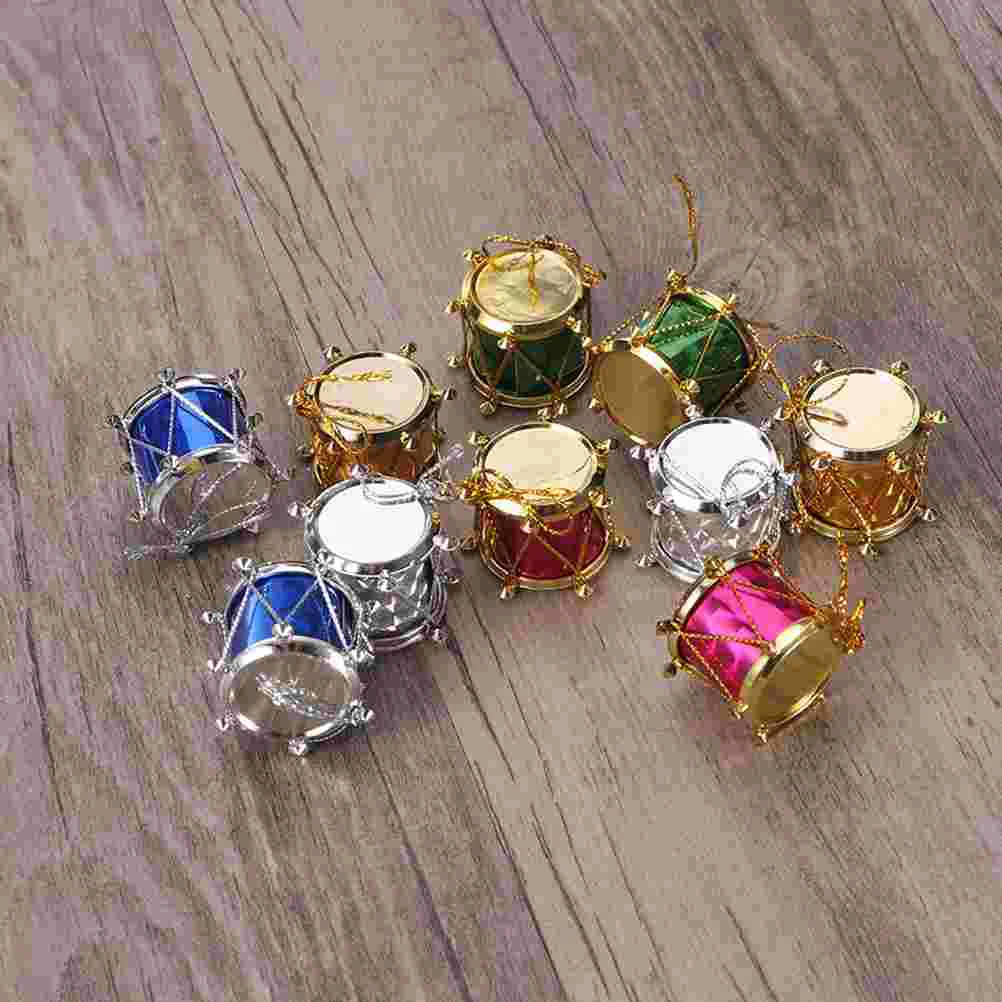 60 шт. блестящий мини-барабан Рождественский малый барабан с подвеской для