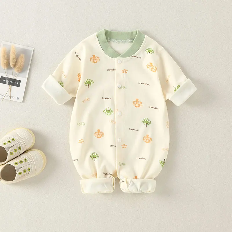 Baby One-piece Clothes Spring And Autumn Cotton Clothes Baby Climbing Clothes Newborn Ha Clothes Long Sleeved Children's Thin Su