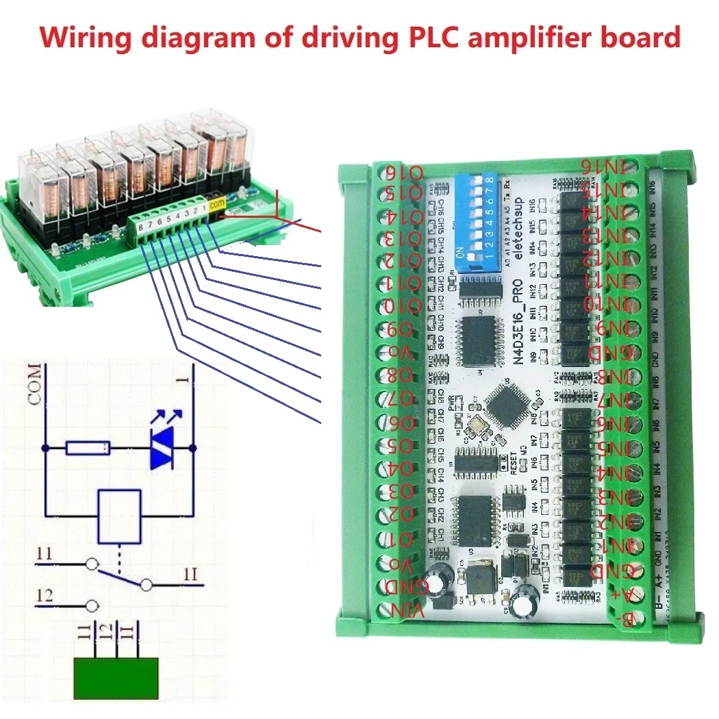 16-канальный цифровой модуль IO RS485 Modbus RTU N4D3E16 Pro DIP коммутационная плата