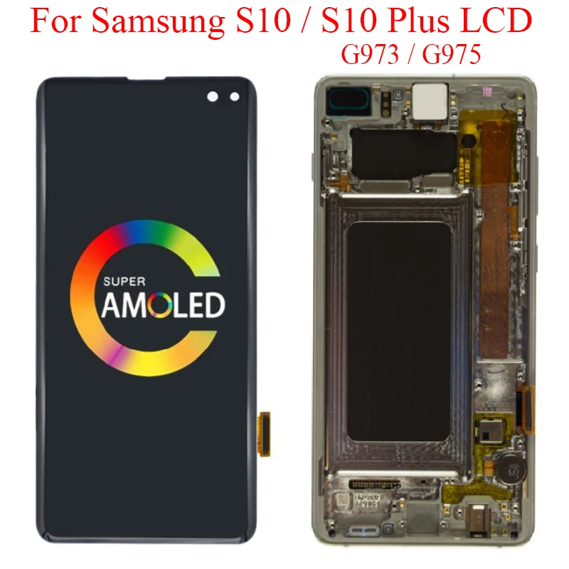 

NEW Original AMOLED For Samsung Galaxy S10 G973 G9730 G973F LCD Display Touch Screen For Samsung S10 Plus G975 G975F G9750 LCD