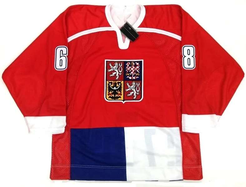 

Rare Vintage #68 Jaromir Jagr Czech Republic National team Hockey Jersey Embroidery Stitched Customize any number and name