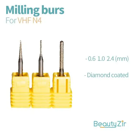 Dental Milling Burs 2 Pieces Vhf N4+ Z4 Zirconia Diamond Coated For Lithium Dislicate