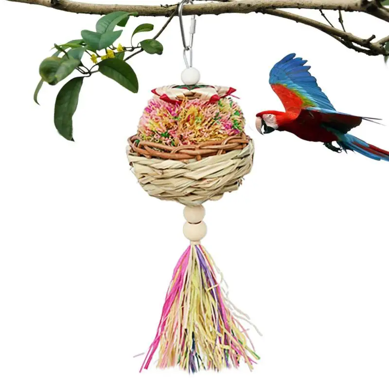 

Shredder Ball For Birds Cage Accessories Parrot Toys Natural Bird Foraging Chew Toys With Hook For Rope Bungee Toy Bowl Design