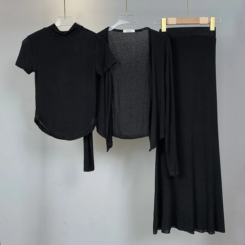 Женский облегающий костюм-тройка привлекательная футболка с круглым вырезом и