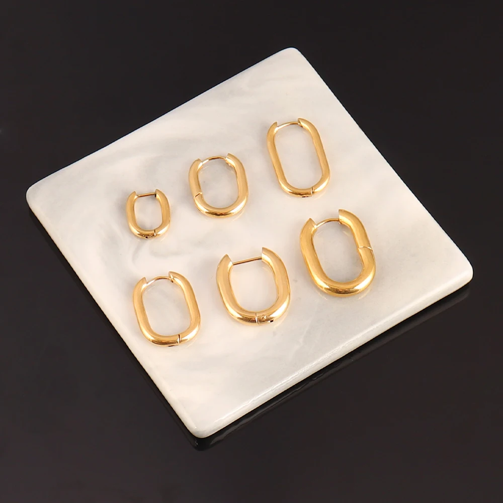 

Minimalist Stainless Steel Earrings For Women Geometric Hoop Earrings Gold Silver Color U Shape Earrings Men Jewelry Wholesale