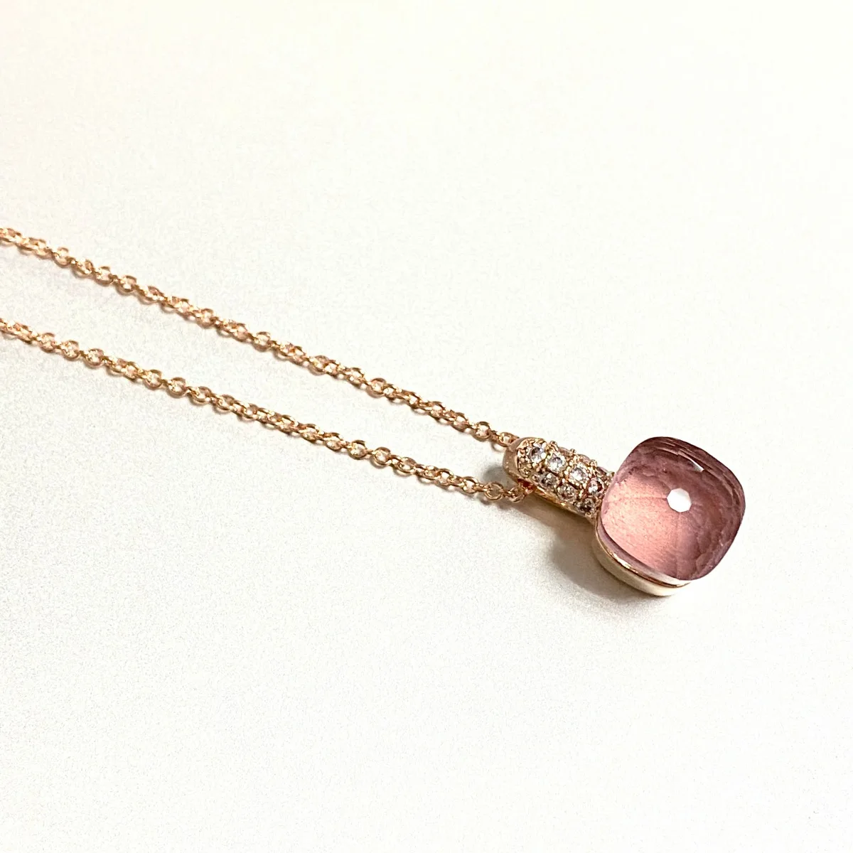 

Pomellato Women Fashion Jewelry Pink Blue Crystal Pendant Square Candy Necklace Colorful Crystal Pendant Necklace Party Gift