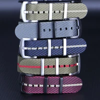premium weave nylon nato strap 20mm 22mm watch band stripe frabic wristband accessies for military watch