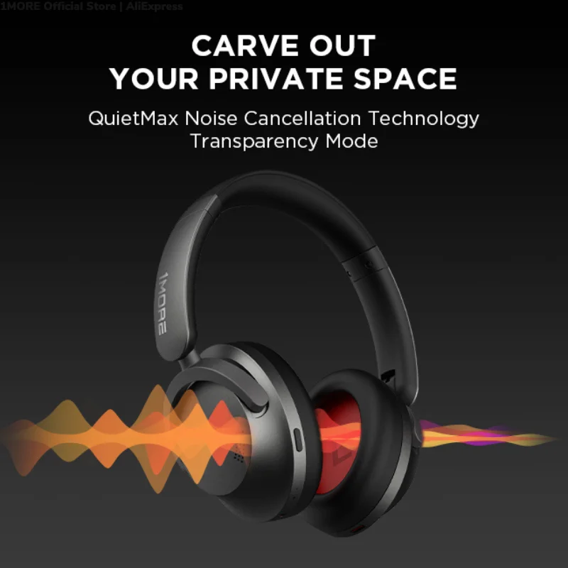 1MORE SonoFlow Wireless Bluetooth Hybrid ANC Headphones, Hi-Res LDAC AAC 12 EQ, 70H Battery, Connect 2 Devices, 5 Microphones