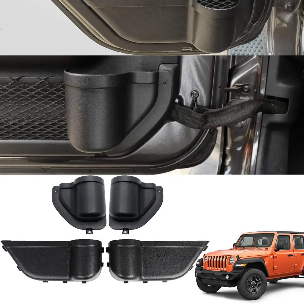 

Jeep Wrangler JL 4XE JLU Rubicon Sport Sahara Gladiator JT Лоток-органайзер Для Передней И Задней Двери 2018-2024 Внутренние ...