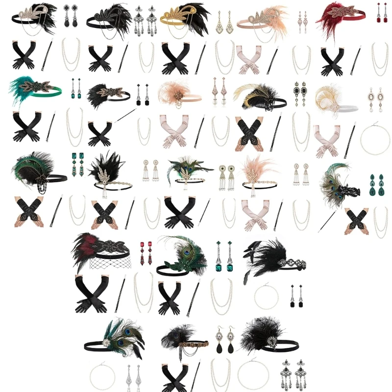 

Женский винтажный комплект аксессуаров для косплея 1920s, модель D5QB