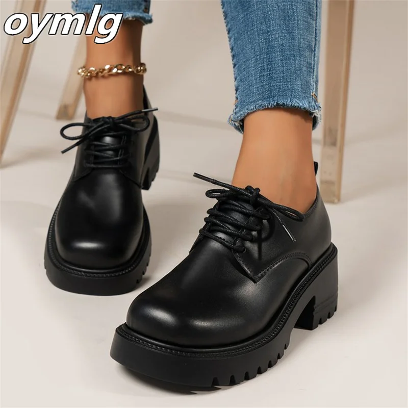 

Туфли Lefu женские на толстой подошве в стиле ретро, новинка 2023, Туфли Мэри Джейн, черные маленькие кожаные туфли