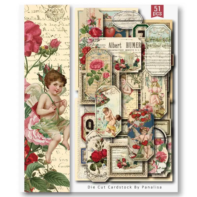

51 шт. винтажный кардсток Panalisacraft на День святого Валентина, набор для сбора высечек, планировщик для скрапбукинга/Создание карт/проект журна...