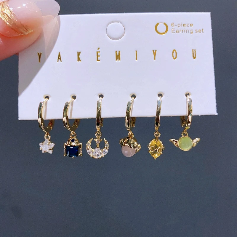 

Trend Design CZ Stone Outer Space Wars Hoop Earrings Set Gold Color Zircon Women Girls Party Jewelry
