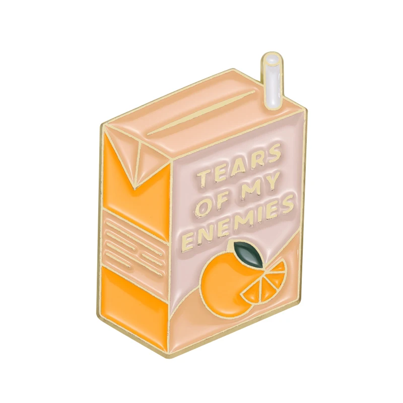 Enamel Pin Tears Of My Enemies Brooch Badge Orange Juice Women Gift Lapel Sweater Shirt Backpack Wholesale Jewelry
