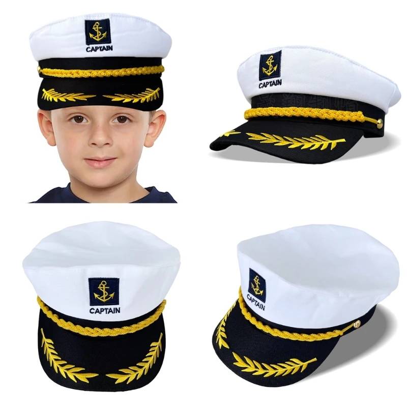 

Captain Hats Adjustable White Sailors Navy Marine Admiral Baseball Caps for Yacht Theme Party Costume Performance Access