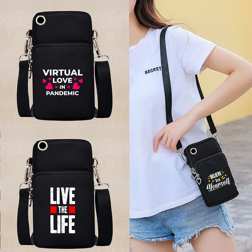 

Women's Mini Shoulder Bag Unisex Small Cell Phone Bags Pocket Phrase Pattern Fashion Organizer Bag Wrist Wrist Bags