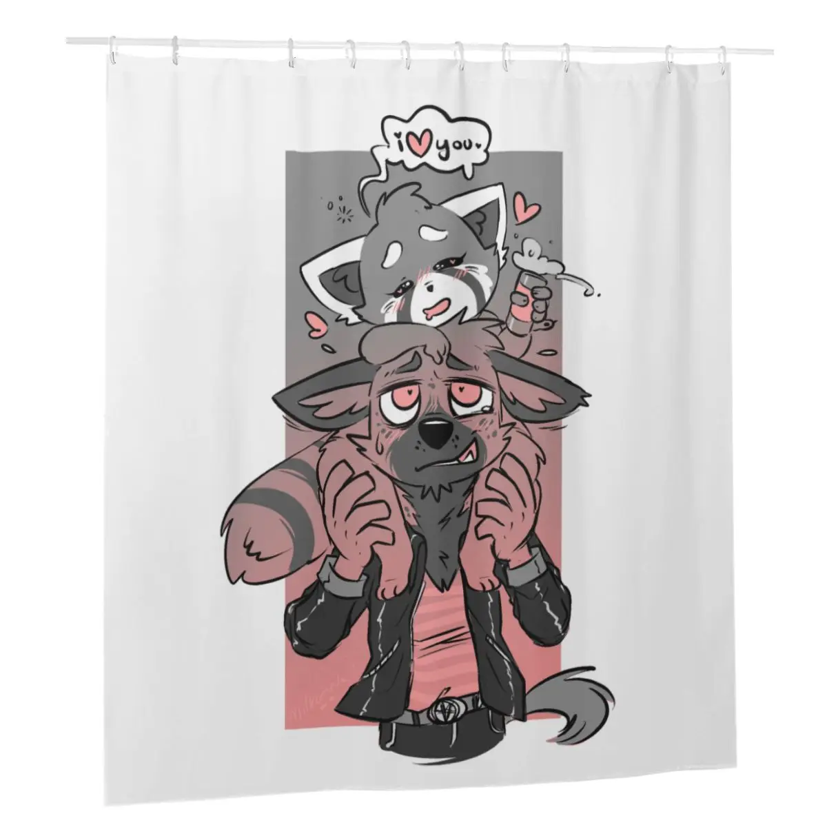 

Aggretsuko Aggressive Retsuko Karaoke Shower Curtain Bathroom Shower Polyester Bath Curtains Haida Hyena Bathtub Cloth Screen