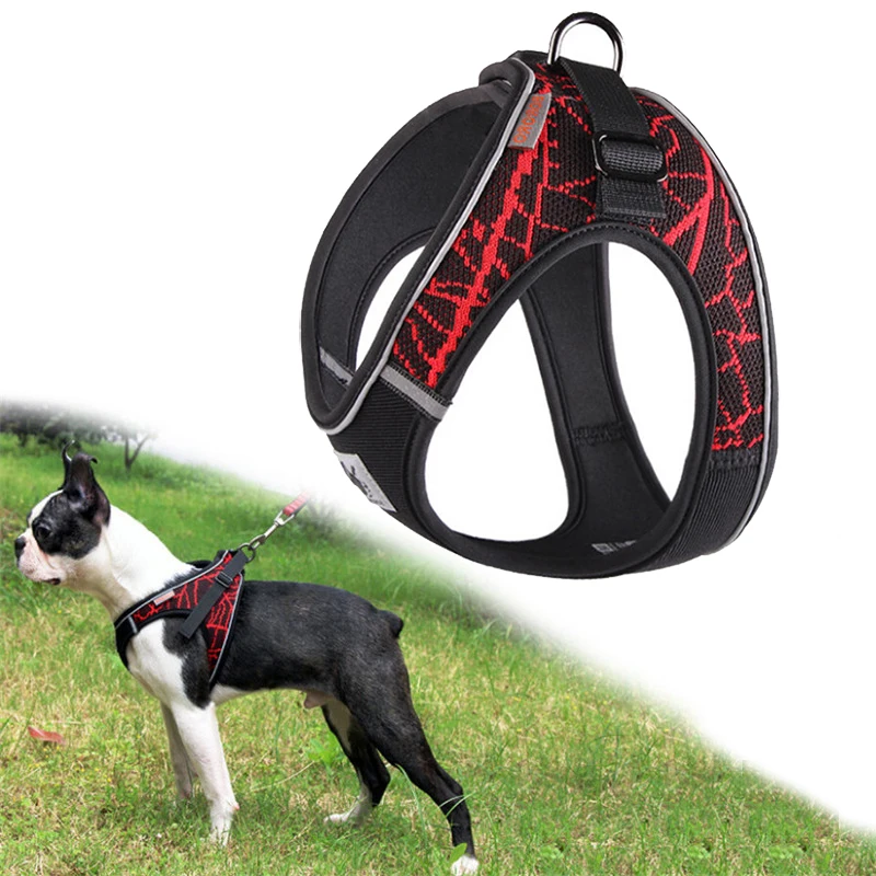 

Dog Harness Reflective No Pull Choke Free Pet Harness for Small Medium Dogs Breathable Padded Harness Vest for Bulldog Chihuahua