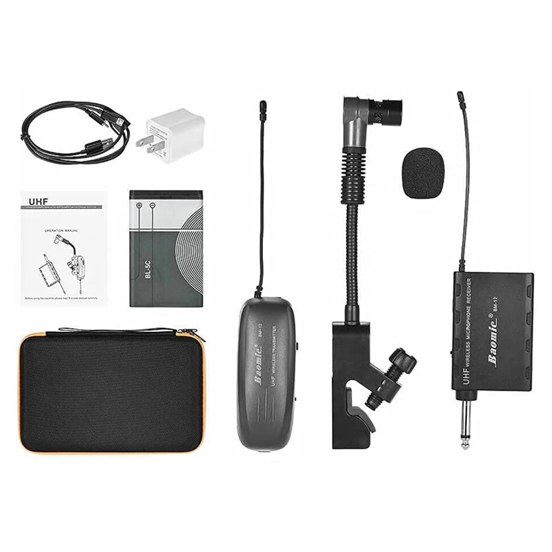 

Baomic Bm12ii Saxe Wireless Microphone Audio Professional UHF Wireless Instrument System Microphone Receiver Saxophone US Plug