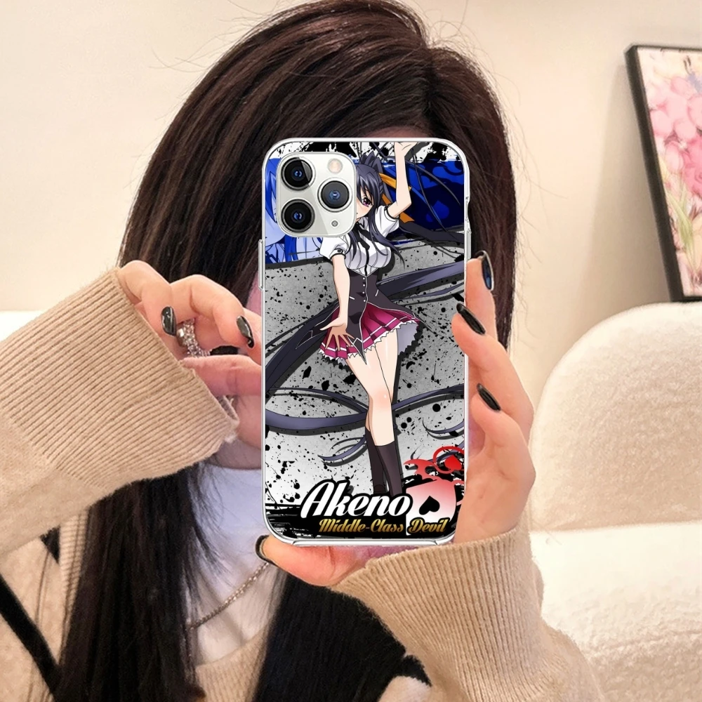 Школьный чехол DXD Akeno для сотового телефона iPhone 15 14 13 12 11 X XR XS 8 Pro Max Plus Mini прозрачный