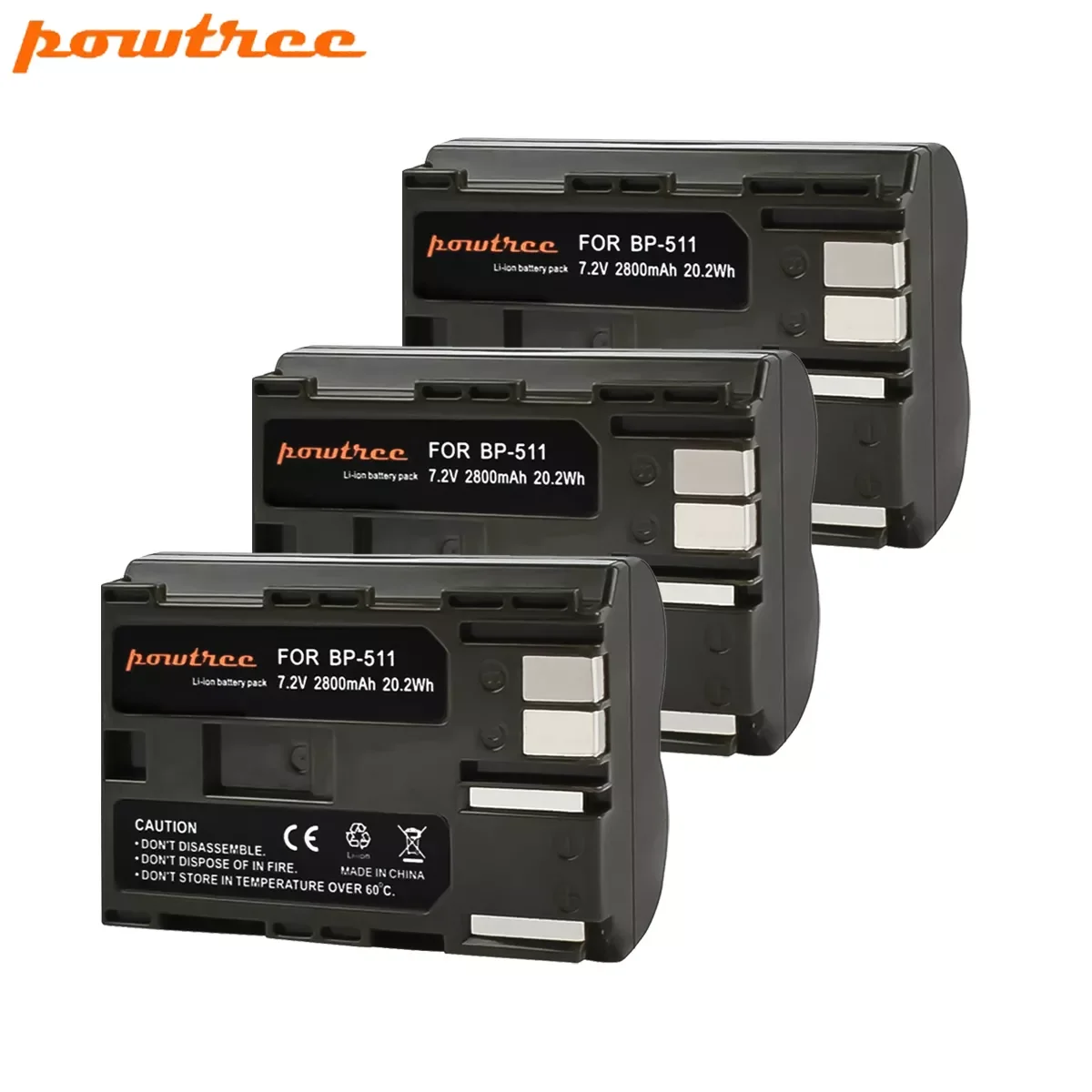 

NEW Powtree 2800mAh BP-511 BP-511A BP 511A for Camera Battery BP511 BP 511 For Canon EOS 40D 300D 5D 20D 30D 50D 10D G6 L10