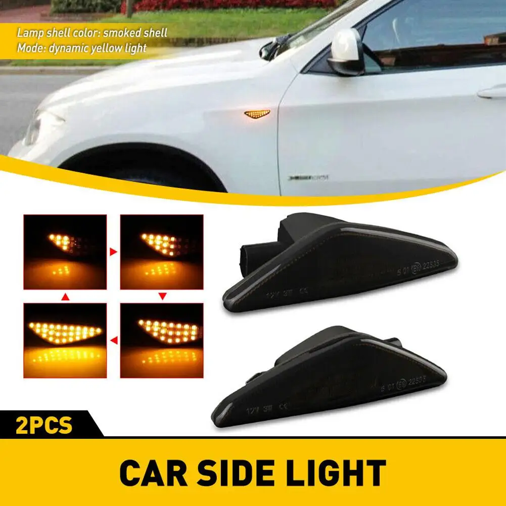 

2Pcs Car LED Side Marker Light Turn Signal Warning Lamp Parts Compatible For X3f25 X5e70 X6 E71 E72