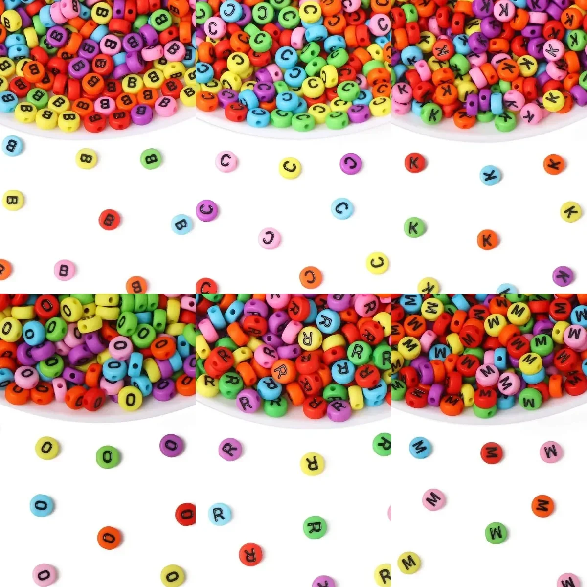 100-500 шт. акриловые разноцветные зеркальные бусины с 26 буквами