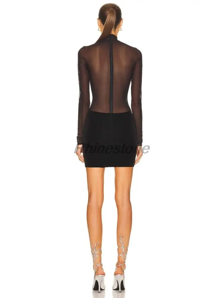 Европейское и американское сексуальное прозрачное короткое вечернее платье