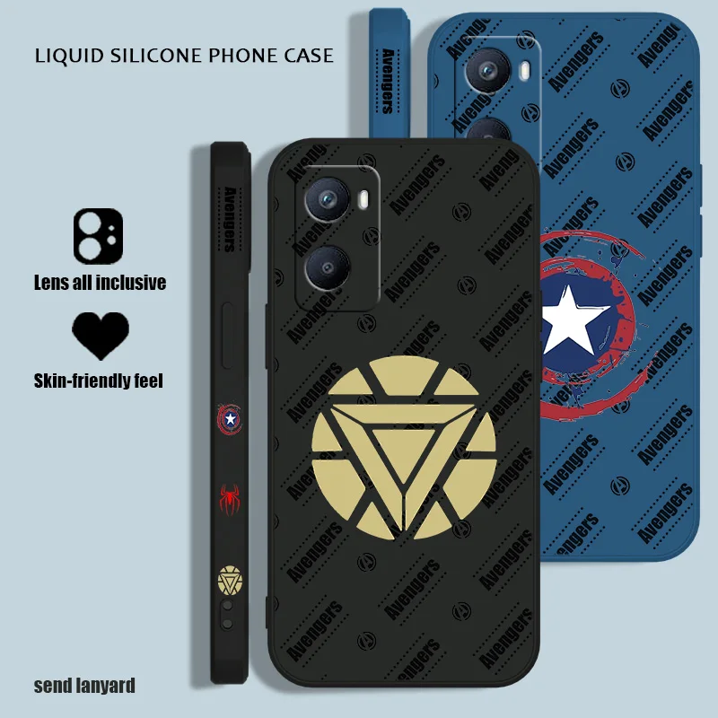 Логотип Marvel Мстители для OPPO A53S A52 A33 A32 A31 A16S A12 A11S A9 A5 F21 F11 2020 Pro, жидкая левая веревка