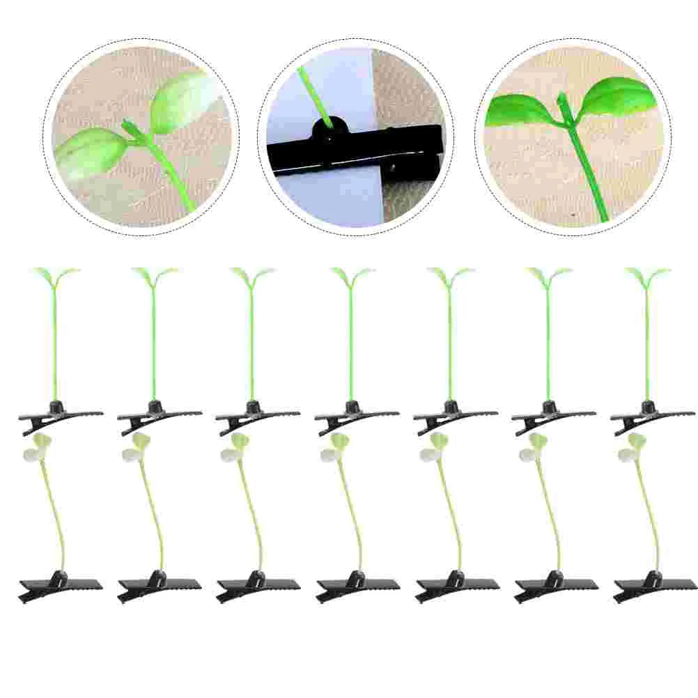 

50 Pcs Bean Sprouts Hairpin Clips Girls Accessories 8-12 Tiny Grass Cute Plastic Thin Small Miss Women