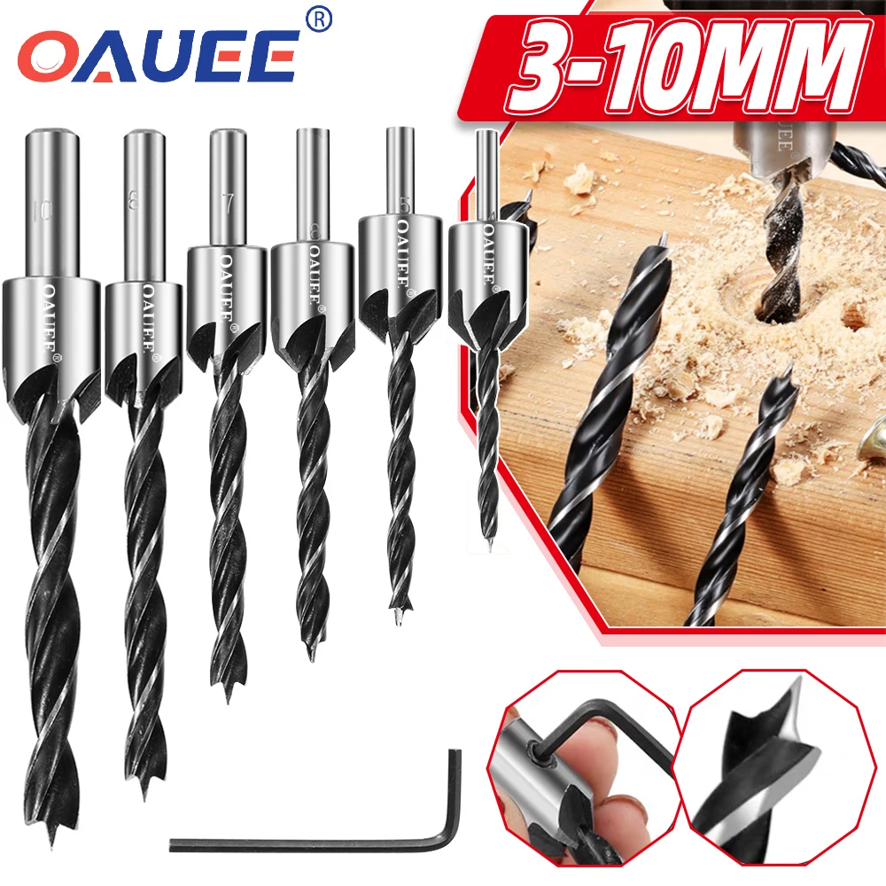 

3-10mm Drill Bit Set Round Shank Titanium Coating HSS Countersink Drill Bit Chamfer Boring Woodworking Tool With Hex L-wrench