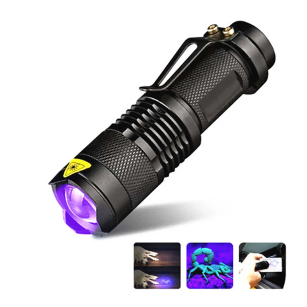 

100Pcs High Quality LED UV Flashlight SK68 Purple Violet Light UV Torch 395nm Lamp