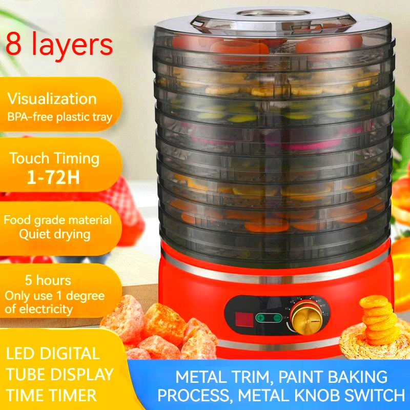 

8 Trays Food Dehydrator Fruits Dryer with Brewing Function Digital LED Display For Jerky, Herbs, Meat,Vegetable