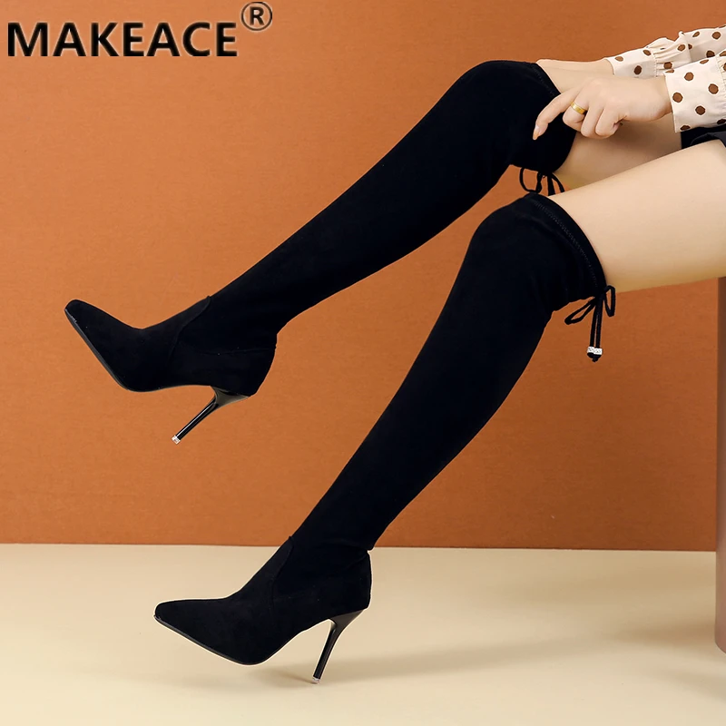 

Women's Boots 35-44 Plus Size Thigh High Boots Fashionable 10 Cm High Heel Winter Warm Boots Autumn Platform Boots Women's Shoes