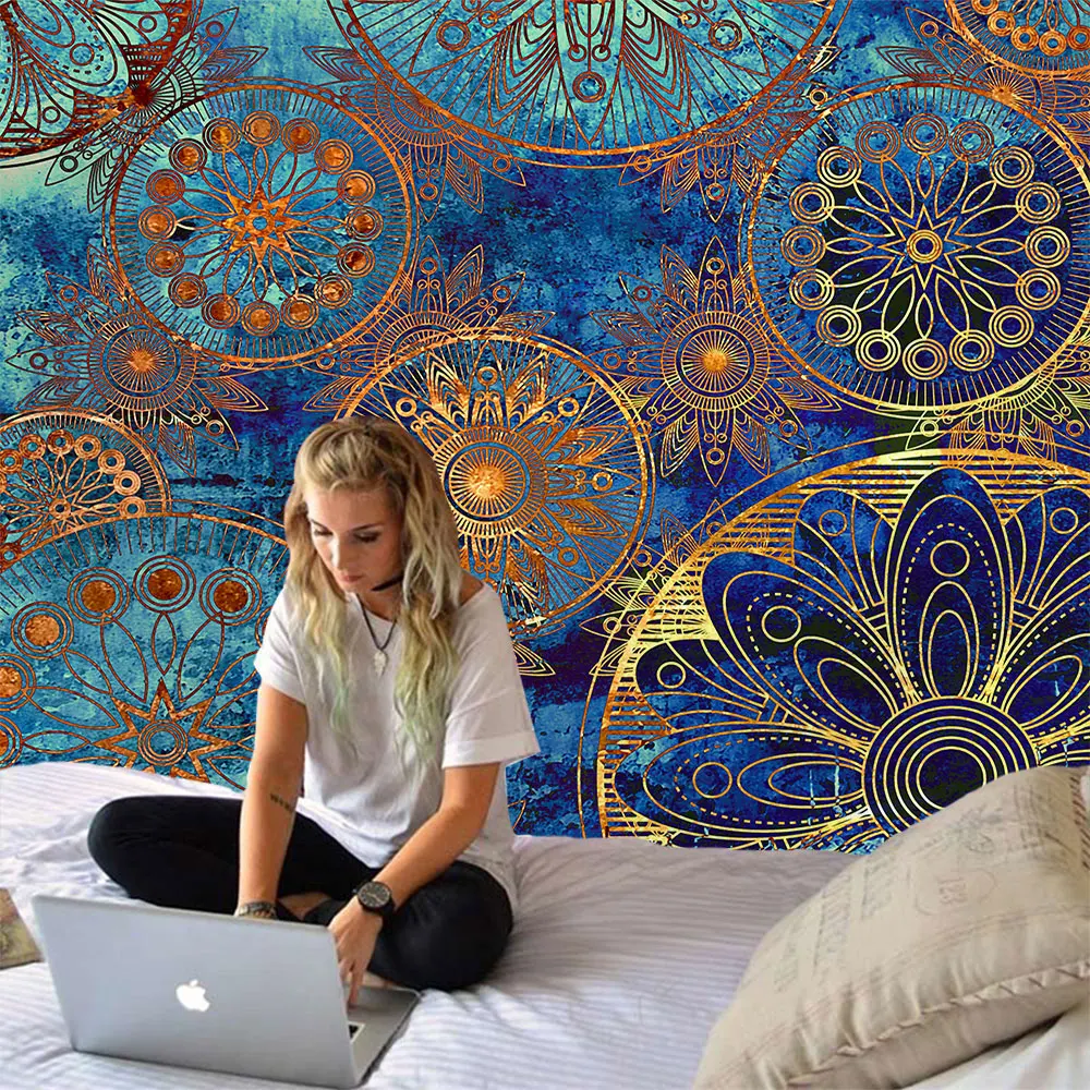 

Indian Mandala Tapestry Wall Hanging Bohemian Decor Wall Cloth Tapestries Psychedelic Hippie Carpet Backdrop Ceiling Table Cloth