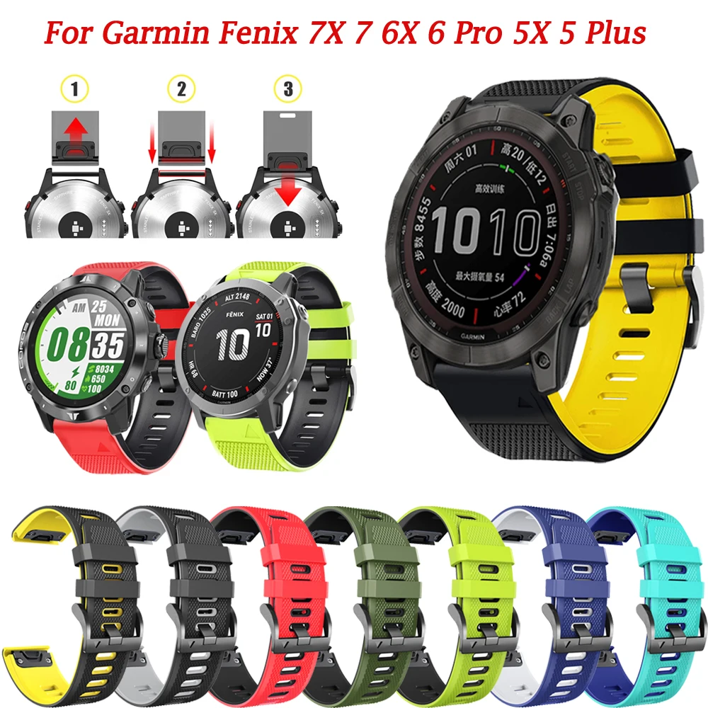 

Ремешок силиконовый для наручных часов Garmin Fenix 7X 7 6 6X Pro 5X 5Plus 3HR 935 945