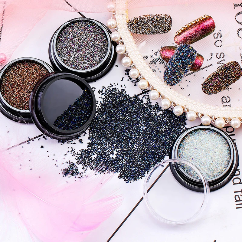 2Box Rhinestone Beads Caviar crystal Nail Art charm Tiny Balls Micro Bead Parts Decoration Glitter Luxury Wholesale Packag images - 6