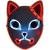 

Popular Demon Slayer Mask，Animation Fox style,Luminescence of Cold Light Line，for Halloween & Party Decoration
