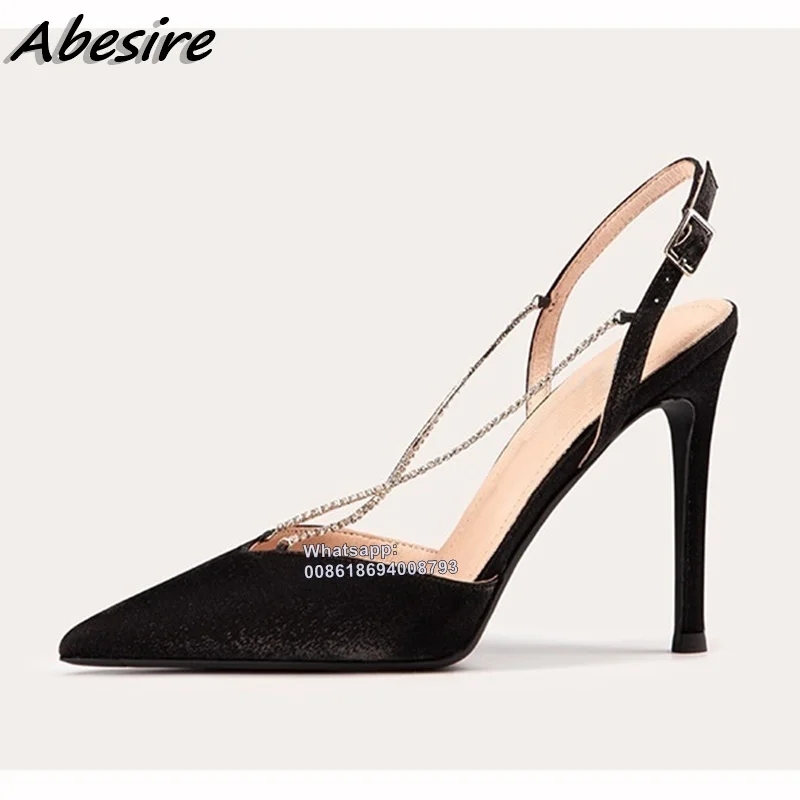 Туфли-лодочки женские на высоком каблуке декор цепочка задний ремешок