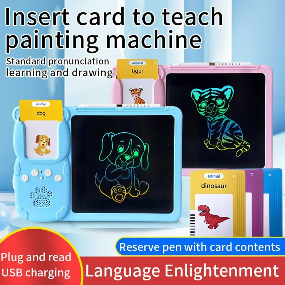 

Talking Flash Cards Writing Tablet 2 in 1 Educational Child LCD Drawing Board Autism Sensory Speech Therapy Toddler for Kid M0B1