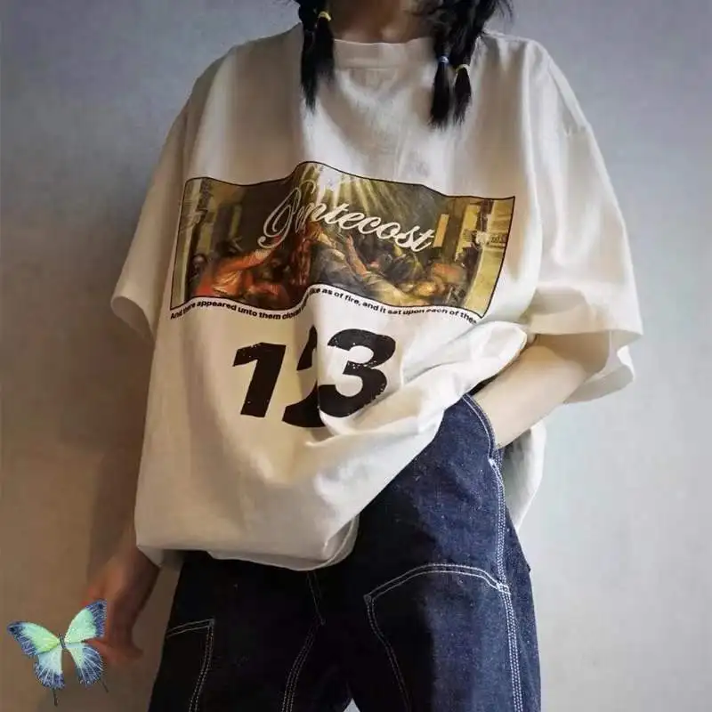 

Oversize RRR123 T Shirt Round Neck Character Letter Printed White RRR 123 T-shirt