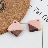 8seasons fashion wooden series effect resin pendant wood charms square colorful jewelry diy findings 12mm x 12mm 10 pcs