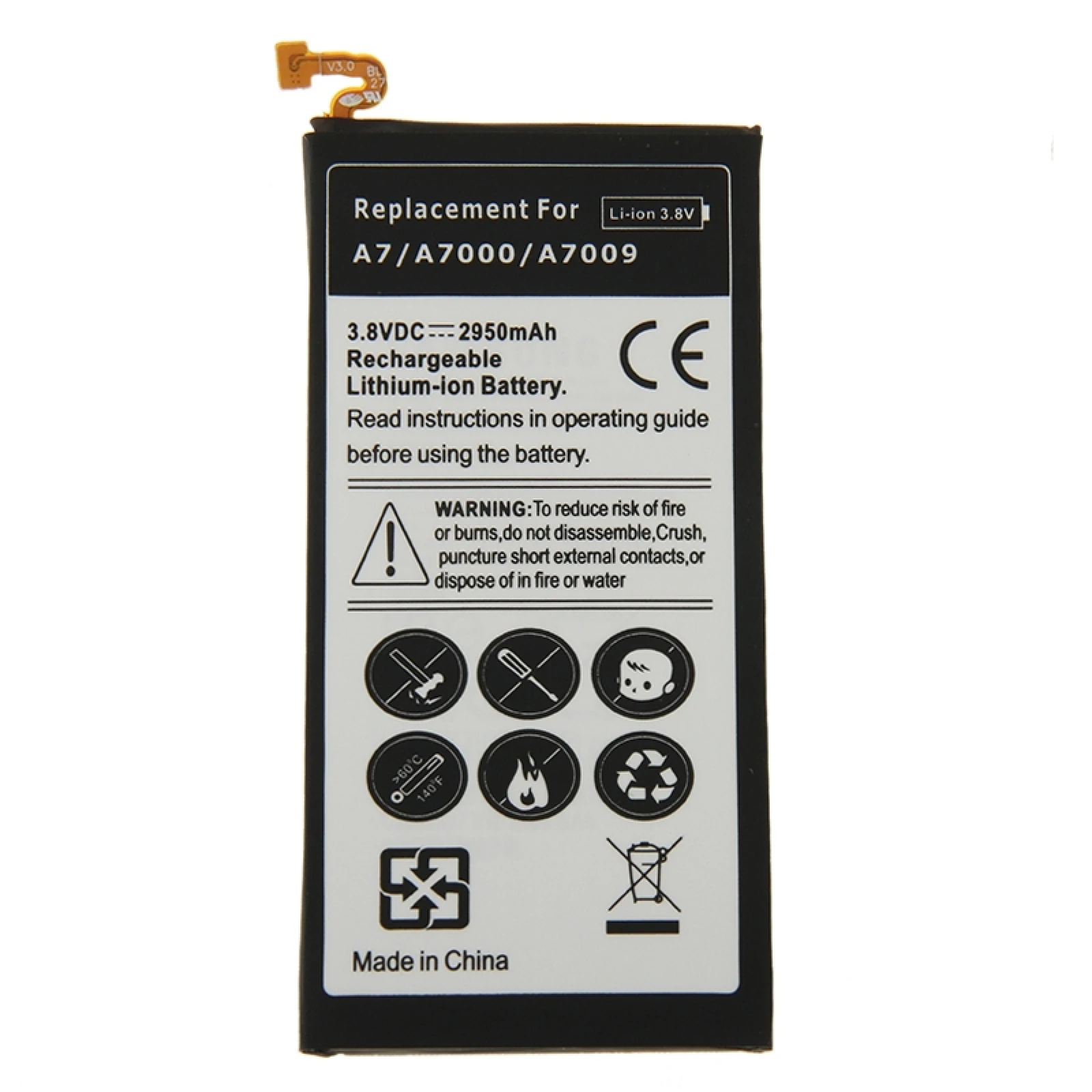 

2950mAh High Capacity Rechargeable Li-ion Battery For Samsung Galaxy A7 / A700 / A700S