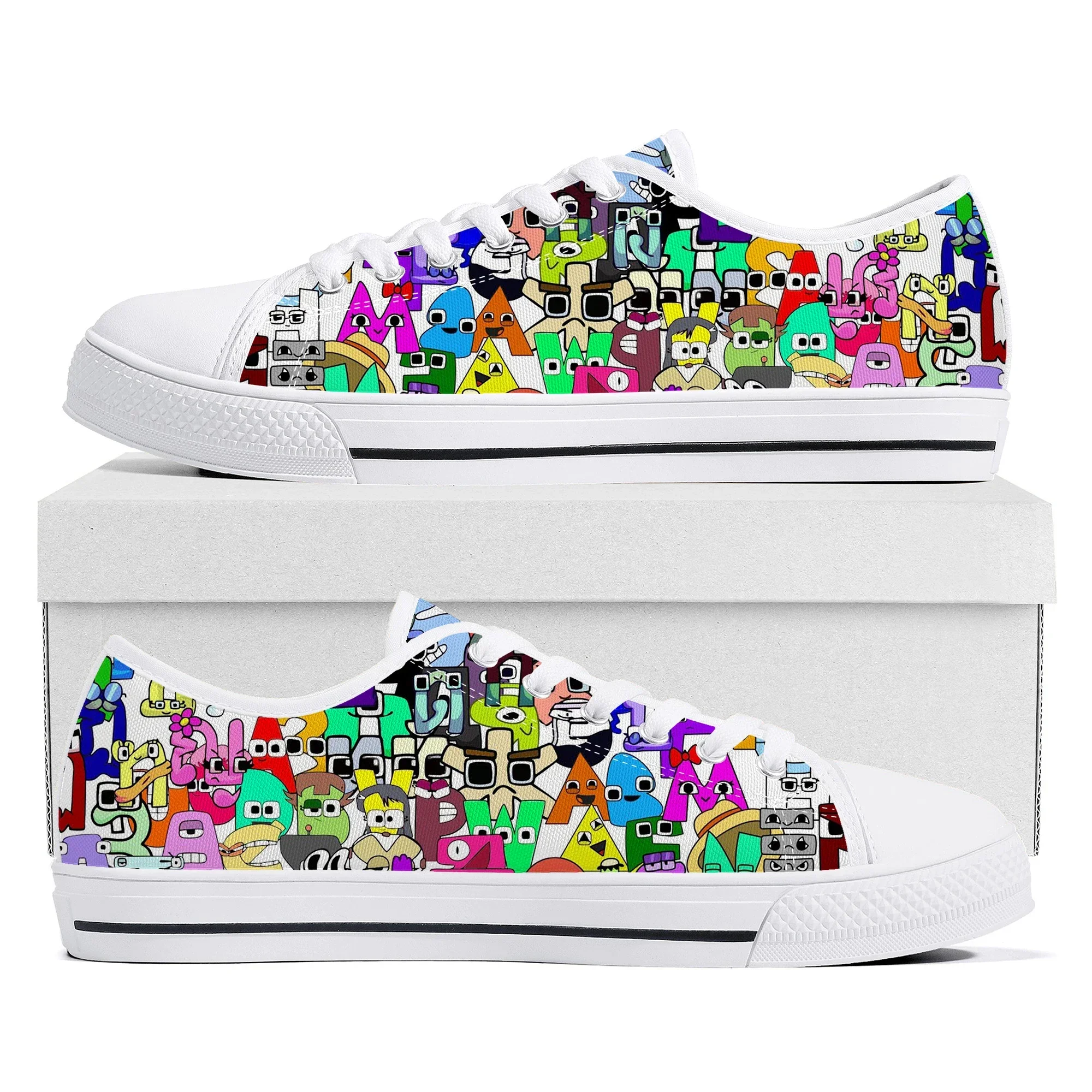 Фото Кеды Alphabet Lore Low Top: модные кроссовки с мультяшными персонажами для женщин, мужчин и подростков, парные, на заказ №2