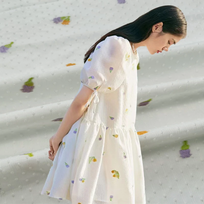 

Jacquard Fabric Spring Summer New High Quality Embossed Small Floral Skirt Dress DIY All For Sewing Free Shipping