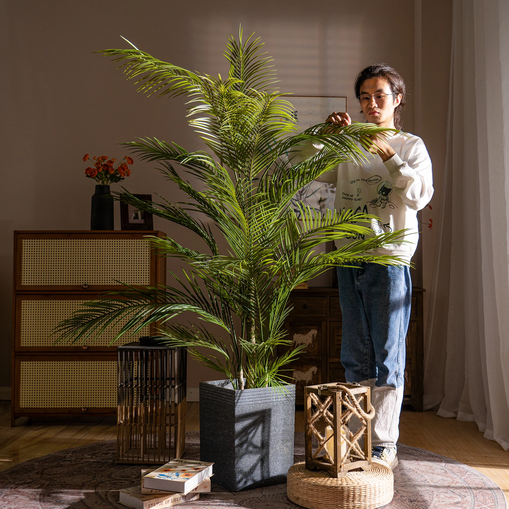 Wyj бионические Зеленые растения Подсолнухи Areca ландшафтные горшки декоративные