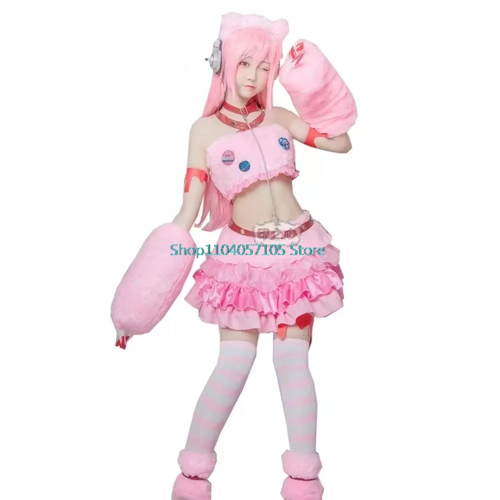SUPER SONICO GRG Racing Queen Genus Gloomy Bear Косплей Костюм с носками Розовый парик и реквизитная